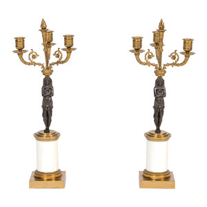 Appraisal: A Pair of Empire Style Gilt and Patinated Bronze and