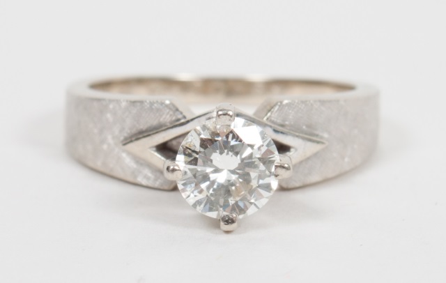 Appraisal: Lady's K white gold and diamond engagement ring presenting a