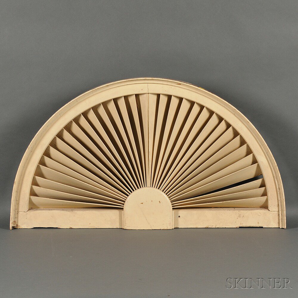 Appraisal: White-painted Demilune Architectural Fan Light America th century the arched