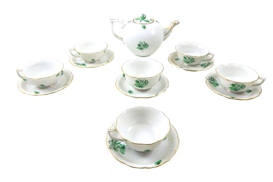 Appraisal: th C Herend partial tea service thirteen pieces white ground