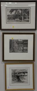 Appraisal: Three etchings to include Reginald Marsh - reprint etching Tenth