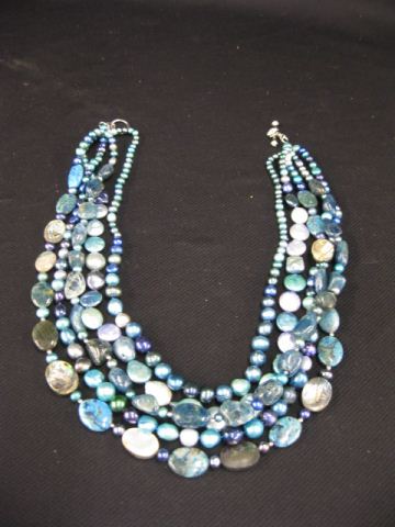 Appraisal: Pearl Gemstone Necklace a variety of blue pearls with lapis