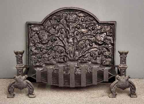 Appraisal: A cast iron fire back of '' th Century'' design