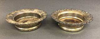 Appraisal: Pair of English Silver Wine Coaster Pair of English silver