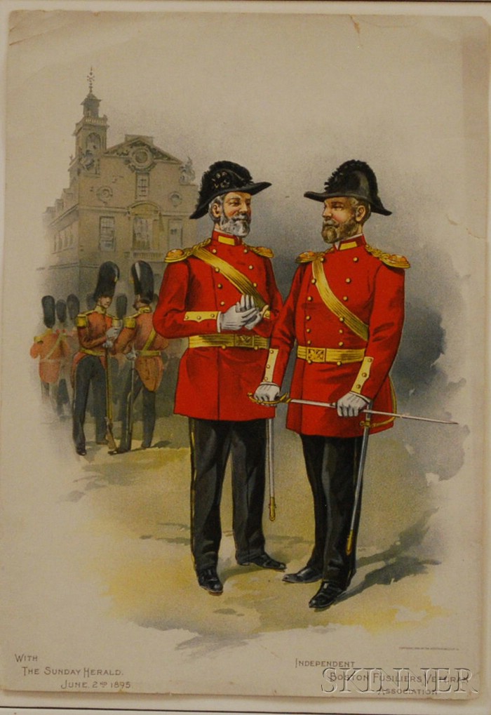 Appraisal: Two Framed Boston Fusiliers Prints and a Framed Harper's Weekly