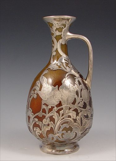 Appraisal: ROOKWOOD POTTERY STERLING OVERLAY EWER Standard glaze floral decorated by