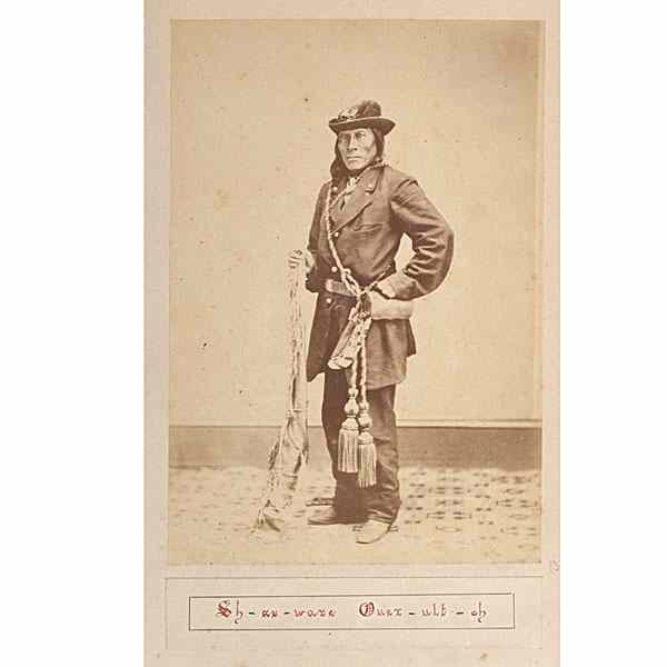 Appraisal: Armed Ute Chieftain Shavano Fine Photograph Albumen photograph of Tabeguache