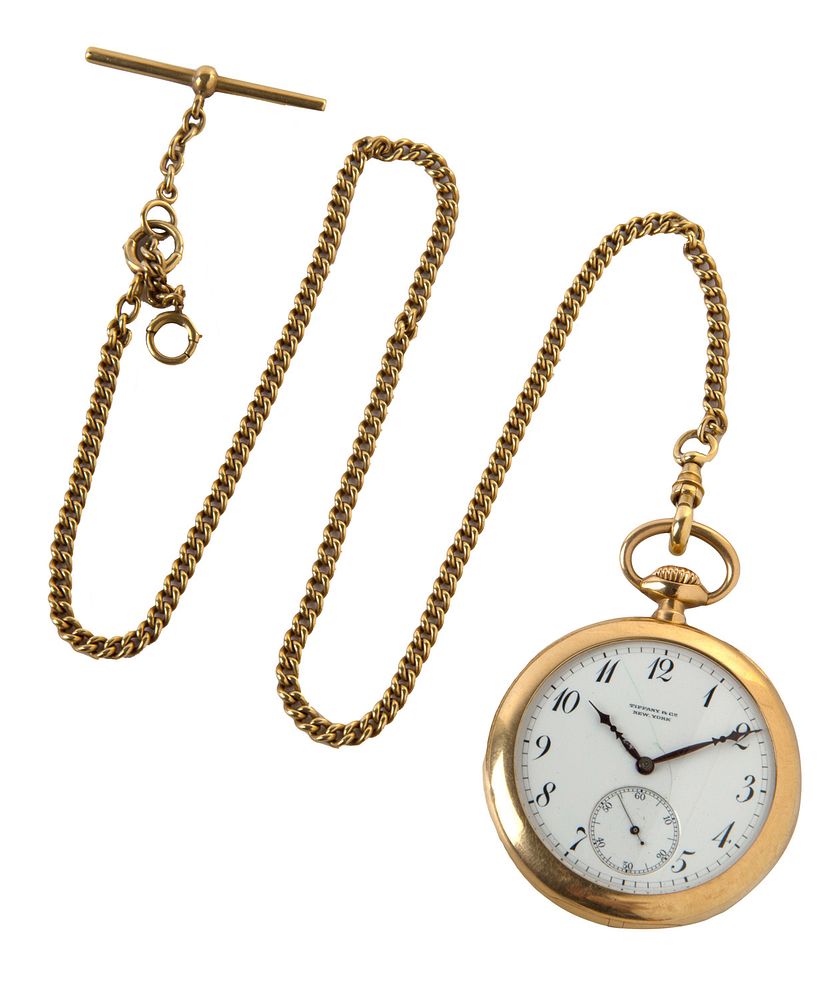 Appraisal: A TIFFANY CO K YELLOW GOLD POCKET WATCH WITH GOLD