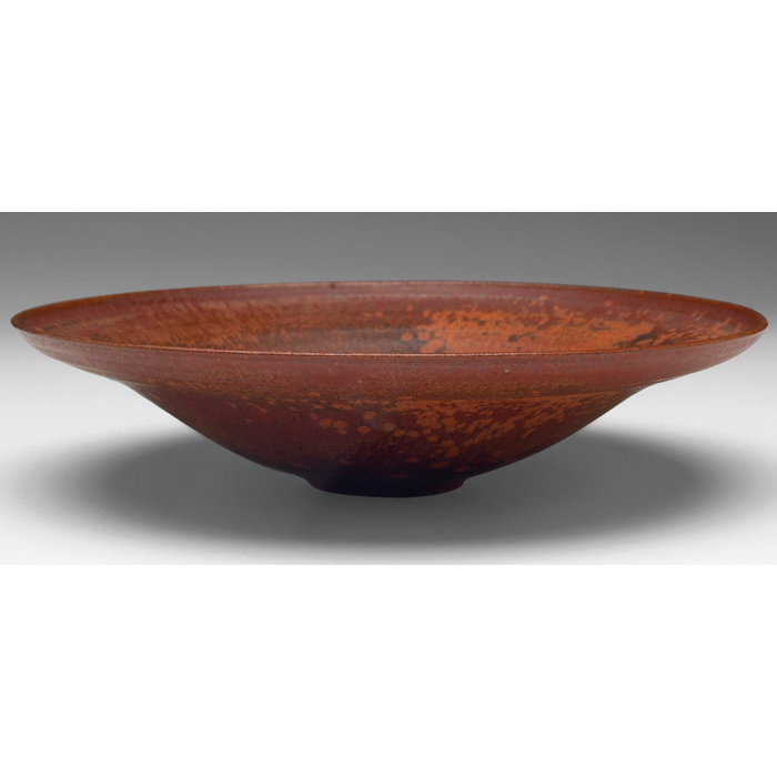 Appraisal: Exceptional Natzler bowl flaring shape in delicate red clay covered