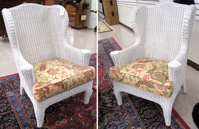 Appraisal: PAIR OF WICKER WINGBACK ARMCHAIRS American th century with matching