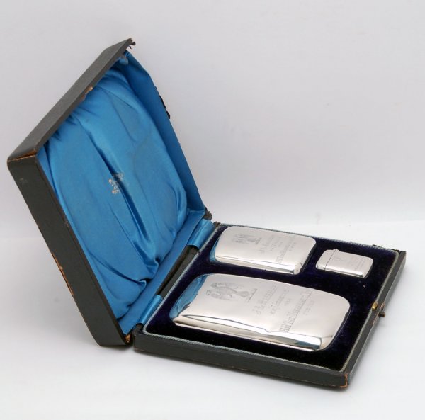 Appraisal: Presentation sterling silver smoking set all pieces inscribed J L