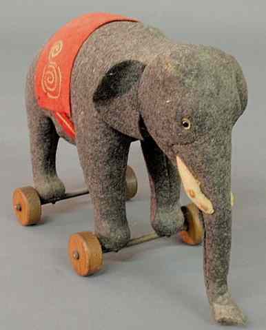 Appraisal: Steiff elephant pull-toy c with black button h x l