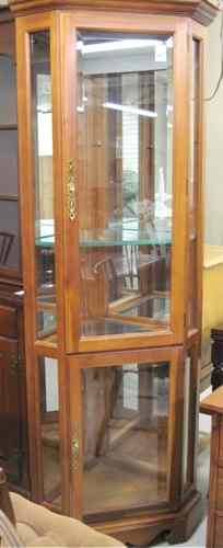 Appraisal: CORNER CURIO CABINET Riverside Furniture Corp Ft Smith Arizona divided