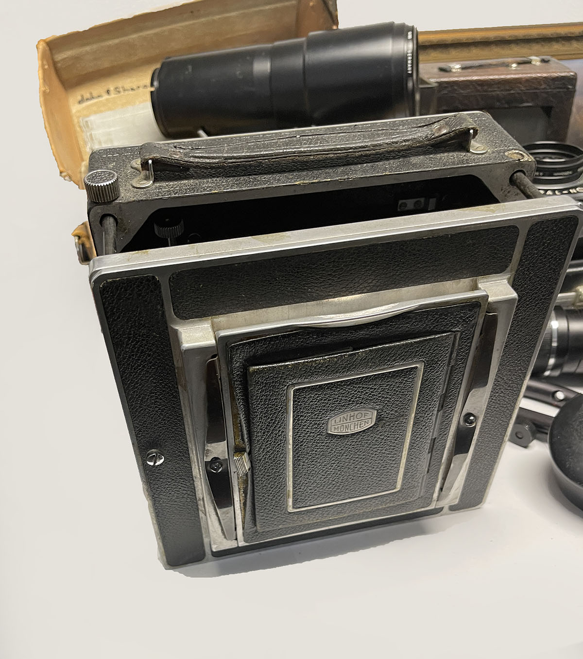 Appraisal: LINHOF MUNCHEN CAMERA FOR PARTS AND LENSES FILTERS ETC Estate