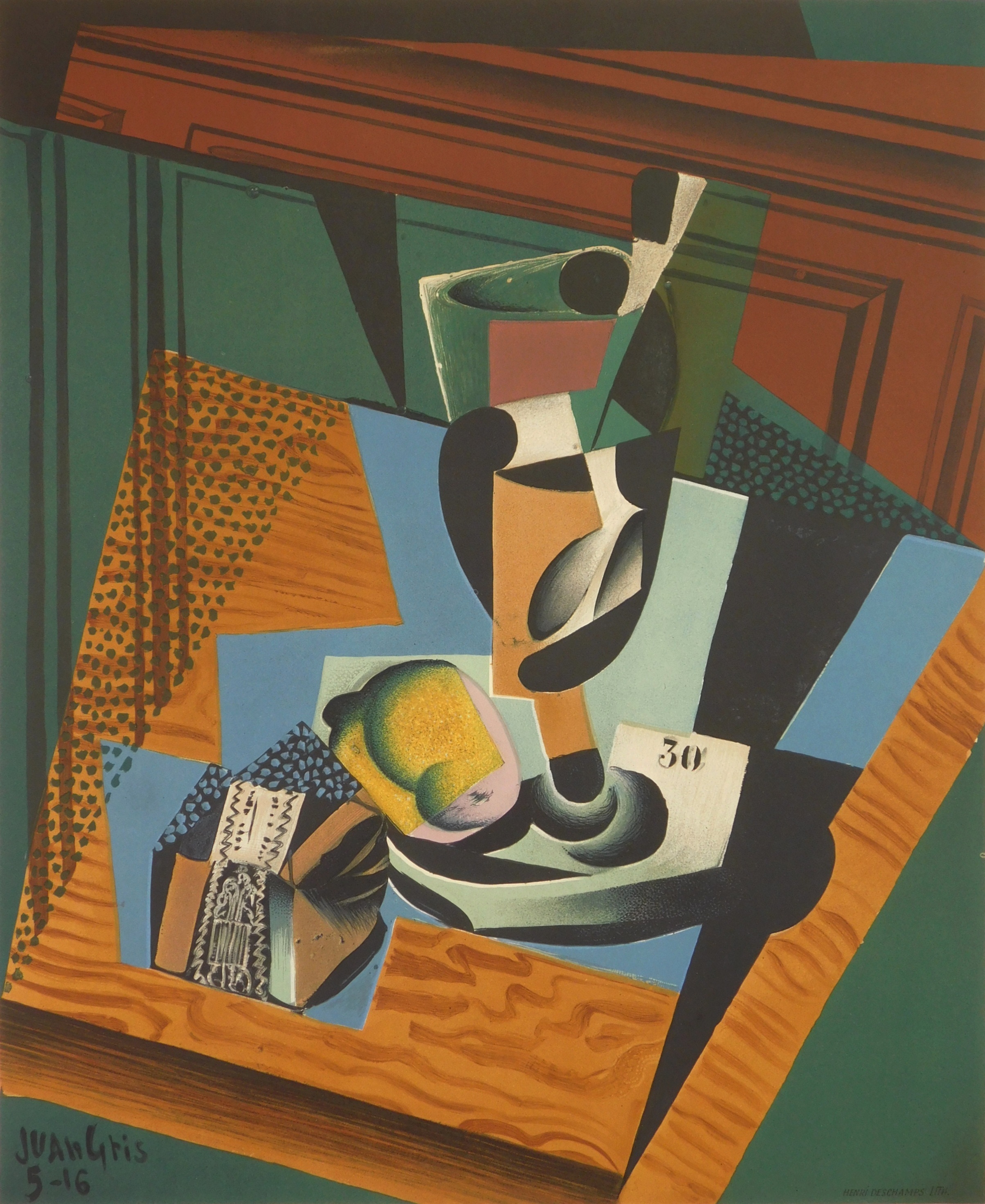 Appraisal: after Juan Gris Spanish - Still-Life- lithograph in color x