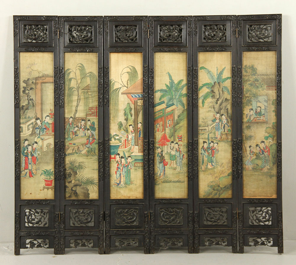 Appraisal: - th C Folding Screen th century folding screen zitan