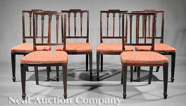 Appraisal: A Set of Six Hepplewhite Carved Mahogany Side Chairs late