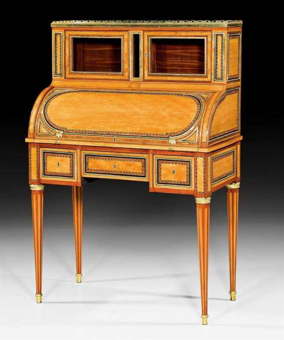 Appraisal: SMALL CYLINDER DESK Louis XVI stamped C C SAUNIER Claude