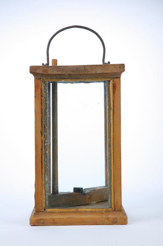 Appraisal: BARN LANTERN American th century pine Pegged wooden frame with