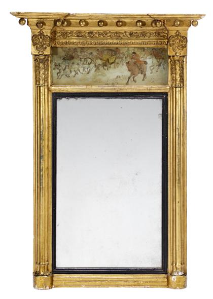 Appraisal: Regency giltwood and eglomise wall mirror circa The breakfront cornice