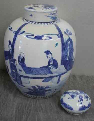 Appraisal: Asian Blue and White Lot Includes a large signed blue