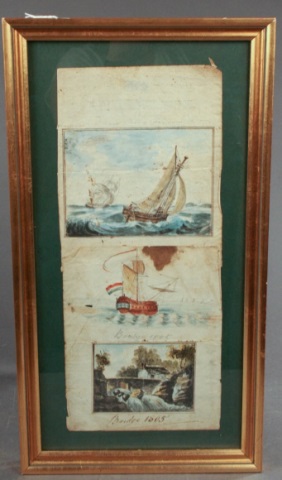 Appraisal: Framed Watercolor of Ships by Robert Hodgson Watercolor on laid