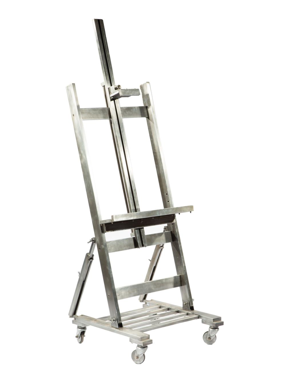 Appraisal: Modern Aluminum Rolling Studio Easel adjustable on wheels h in