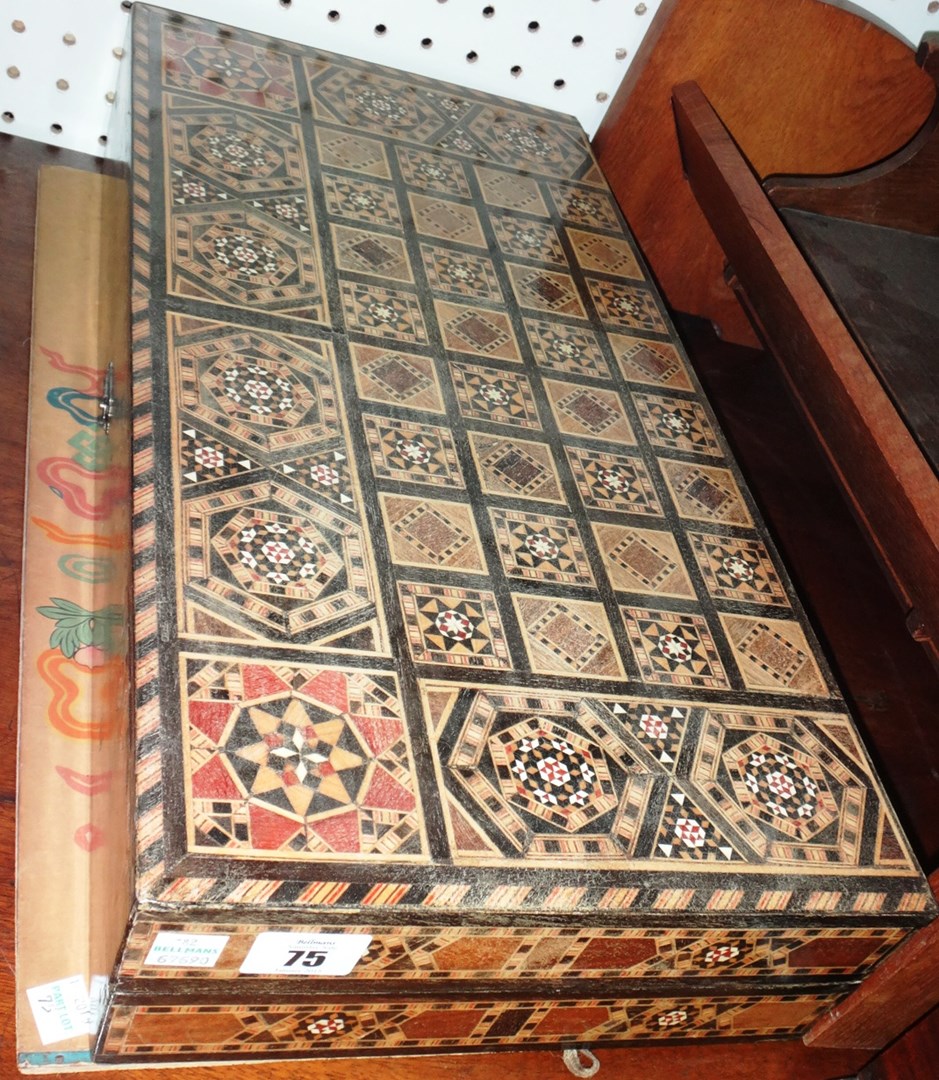 Appraisal: An inlaid games box together with an Oriental board game