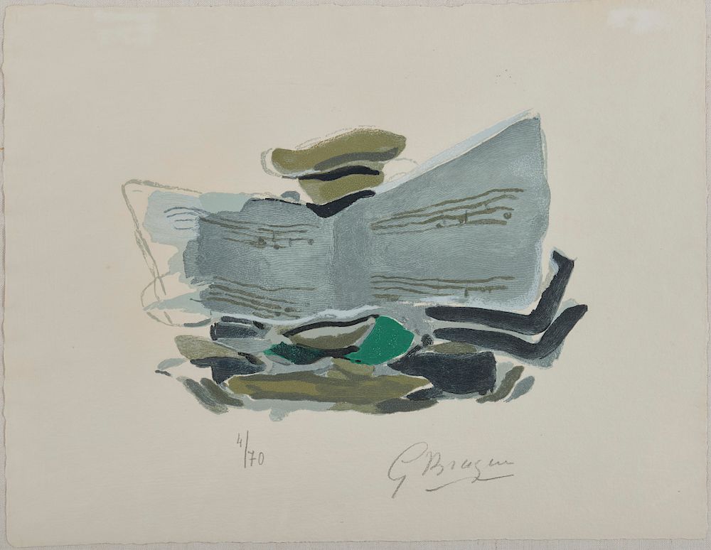 Appraisal: GEORGES BRAQUE French - Oiseau vert sur fond brun from