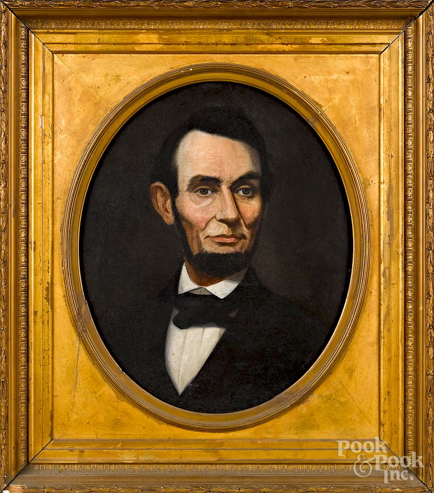 Appraisal: Oil on canvas portrait of Abraham Lincoln Oil on canvas