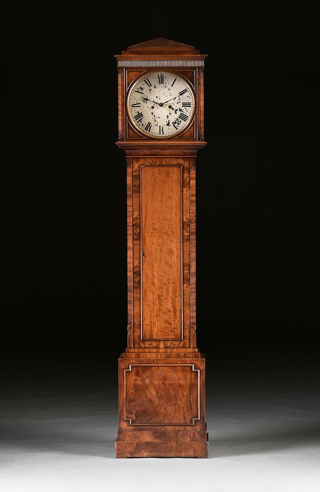 Appraisal: A GEORGE IV SCOTTISH FLAME MAHOGANY LONG CASE CLOCK BY