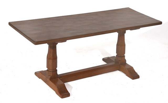 Appraisal: AN OAK ADZED TOP RECTANGULAR REFECTORY TABLE by the Squirrelman