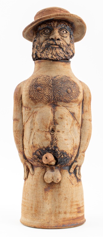 Appraisal: LOUIS MENDEZ NUDE MAN WEARING A HAT SCULPTURE Louis Mendez