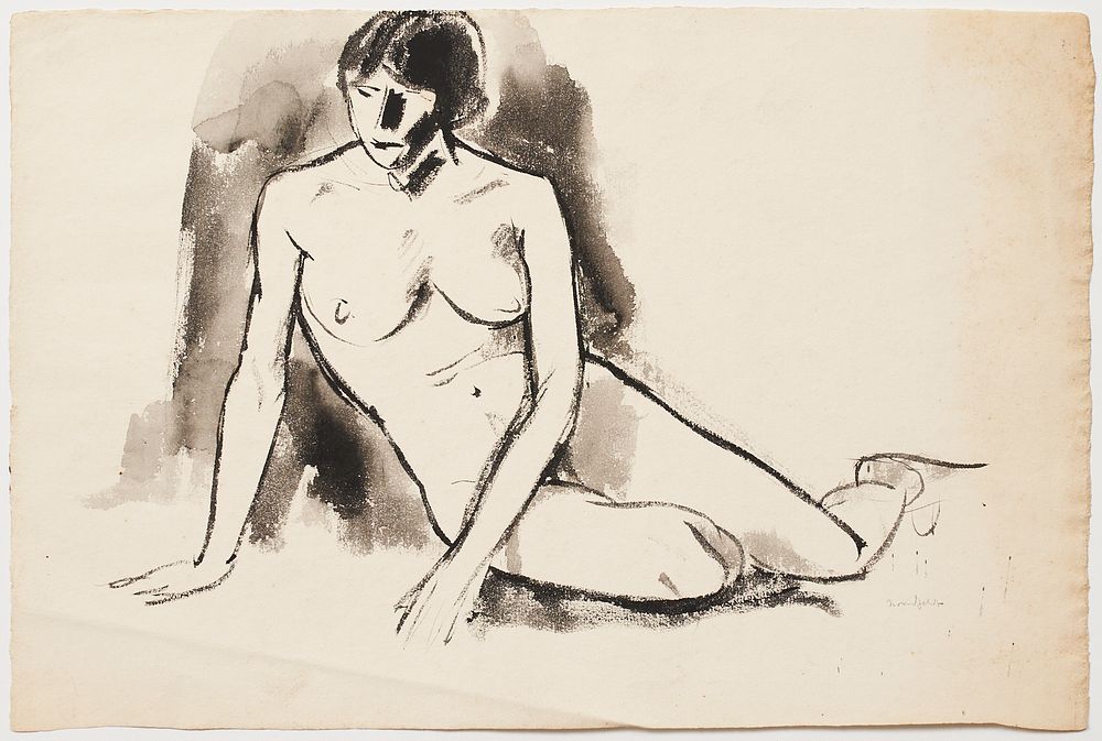 Appraisal: B J O Nordfeldt Female Nude Charcoal Wash Bror Julius