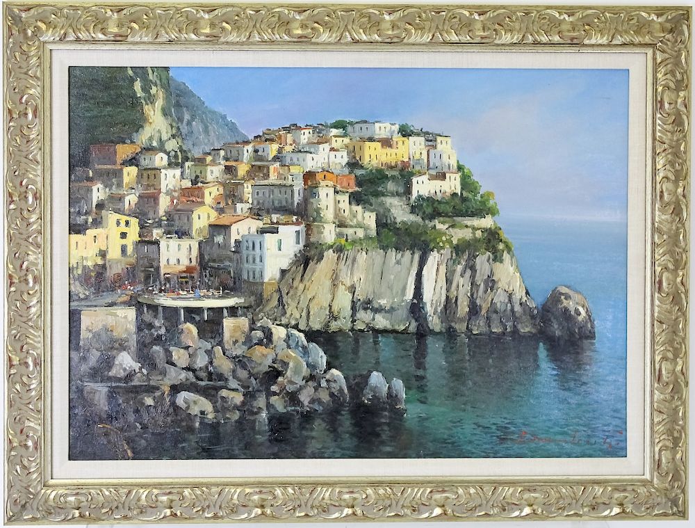 Appraisal: Domenico Tosetto b Coastal Landscape Painting Domenico Tosetto born Italian