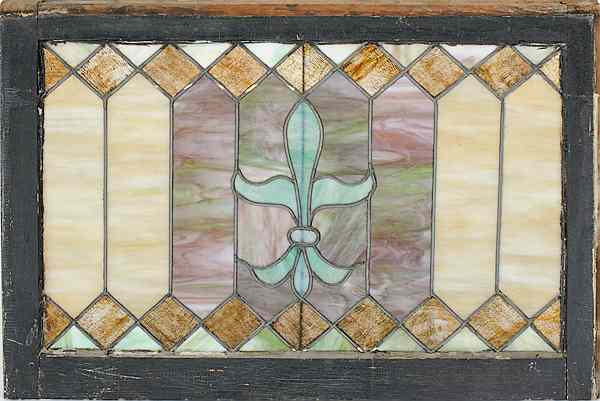 Appraisal: Stained Glass Windows Includes a transom and arched stained glass