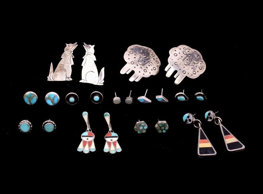 Appraisal: Navajo Sterling Silver Earring Collection Included in this lot is