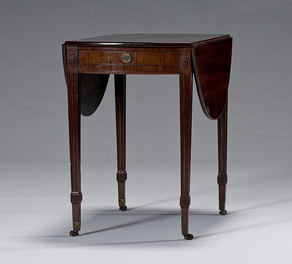 Appraisal: ENGLISH REGENCY-STYLE PEMBROKE TABLE IN MAHOGANY Centennial bench-made with pine