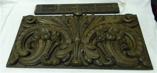 Appraisal: Continental wooden covered panel cornucopia with fruit '' h x