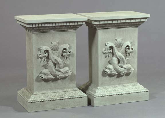 Appraisal: Pair of Polychromed Restauration-Style Pedestals each with a rectangular top