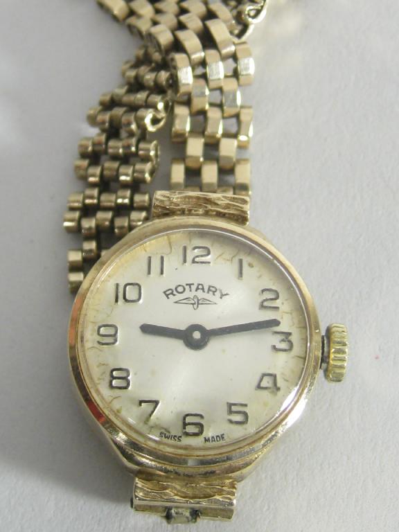 Appraisal: A Lady's Rotary Wristwatch with circular dial in ct gold