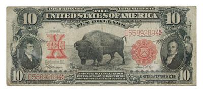 Appraisal: ten-dollar Bison U S note fine or better Moderate soiling