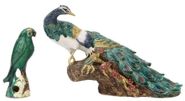 Appraisal: lot of Chinese enameled ceramic bird figures comprising large sculptural