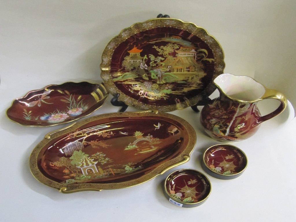 Appraisal: Five pieces of Carlton Ware Rouge Royale and a Crown