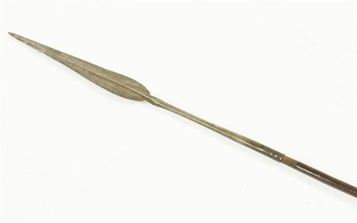 Appraisal: A th century Maori spear with steel ends the shaft