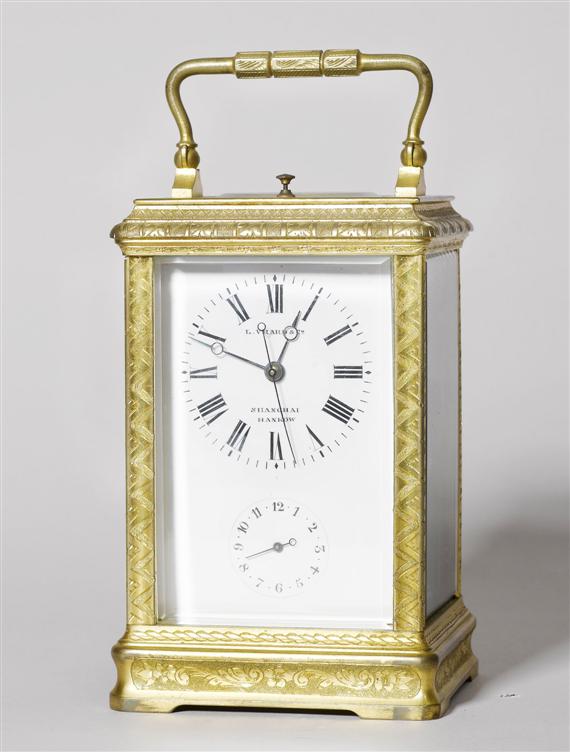 Appraisal: A TRAVEL CLOCK th c The dial signed L VRARD