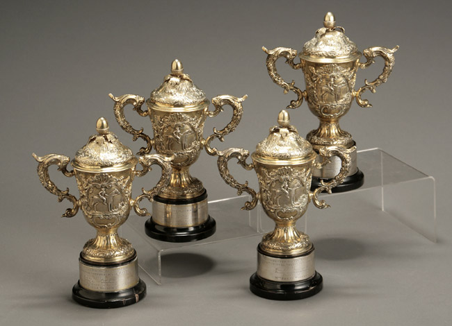 Appraisal: Group of Four Crichton Co Ltd Gilt Repouss Sterling Covered