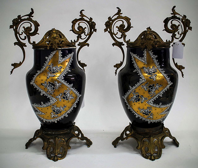 Appraisal: A PAIR OF ANTIQUE FRENCH CHOISY LE ROI POTTERY VASES