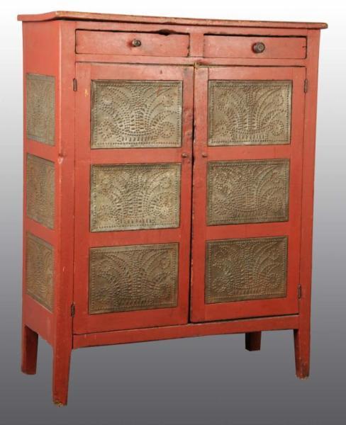 Appraisal: Wooden Primitive Pie Safe Cabinet Description Pine wood is painted