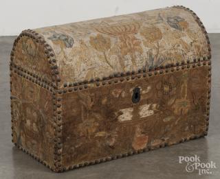 Appraisal: English canvaswork dome lid box th th c '' h